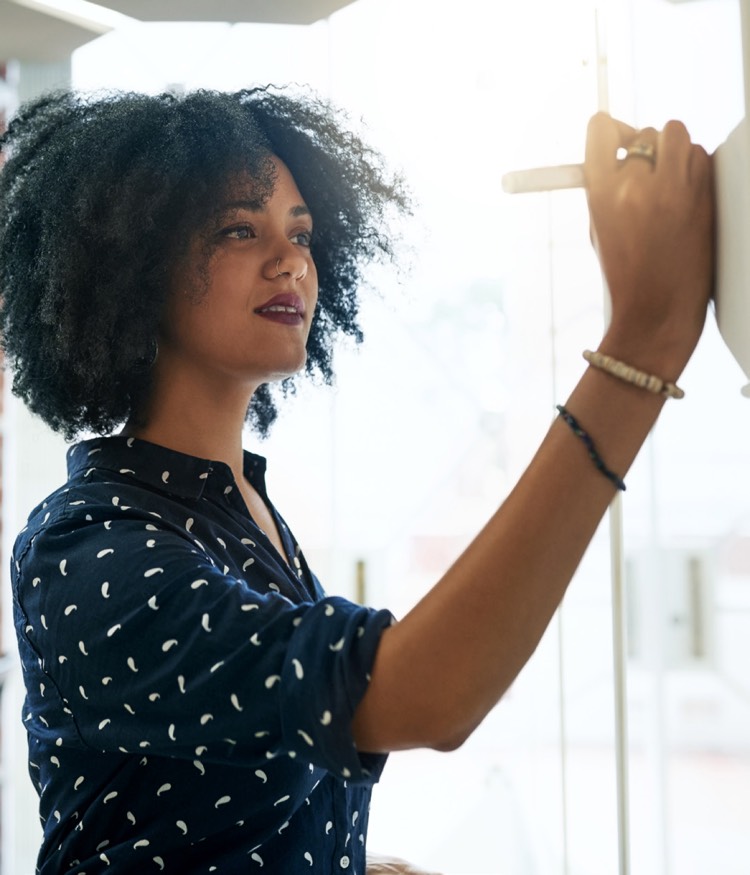 woman at whiteboard